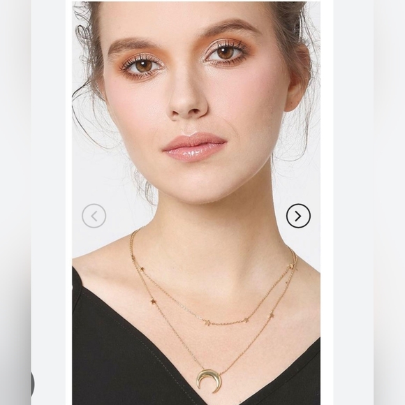 🆕️ Wanderlust Layered Stars & Crescent Moon Necklace Gold Plated NEW NIB - Picture 2 of 6